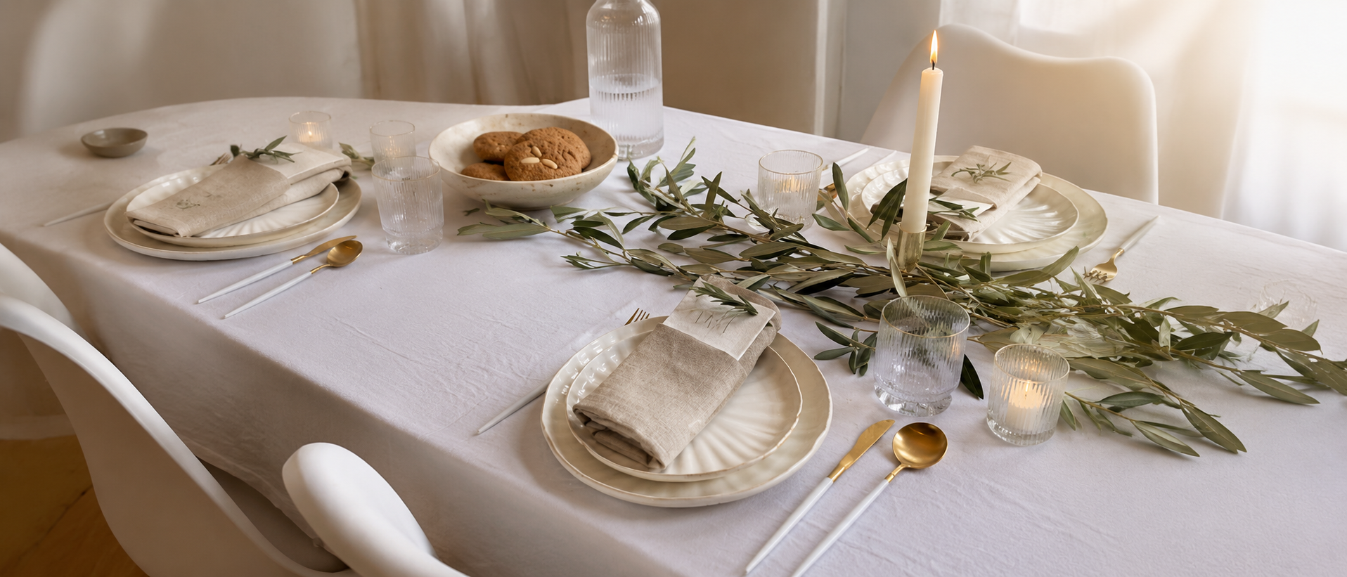 Elegant table setting with dinner plates